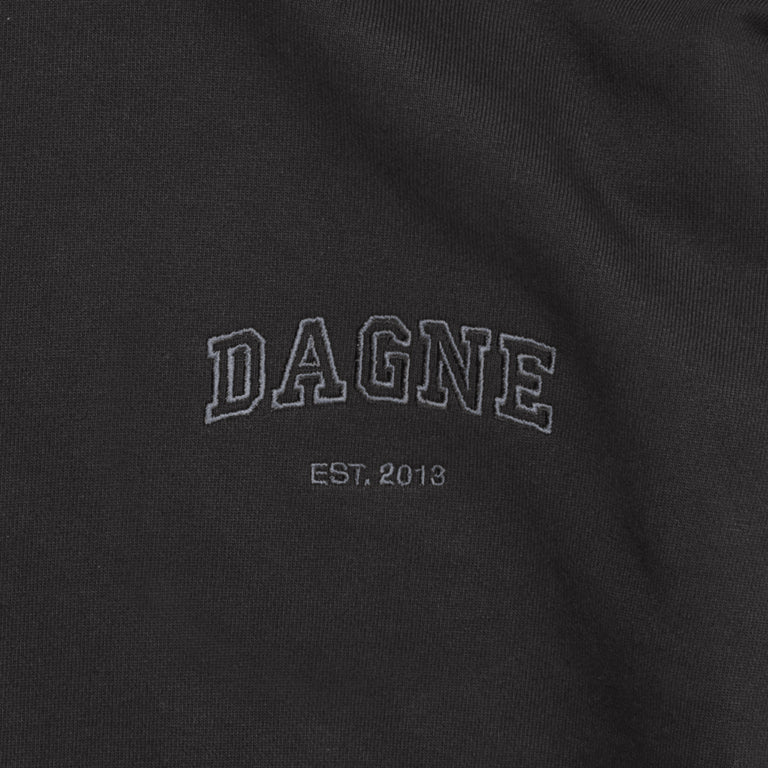 Dagne Dover Sweatpants logo closeup in onyx.