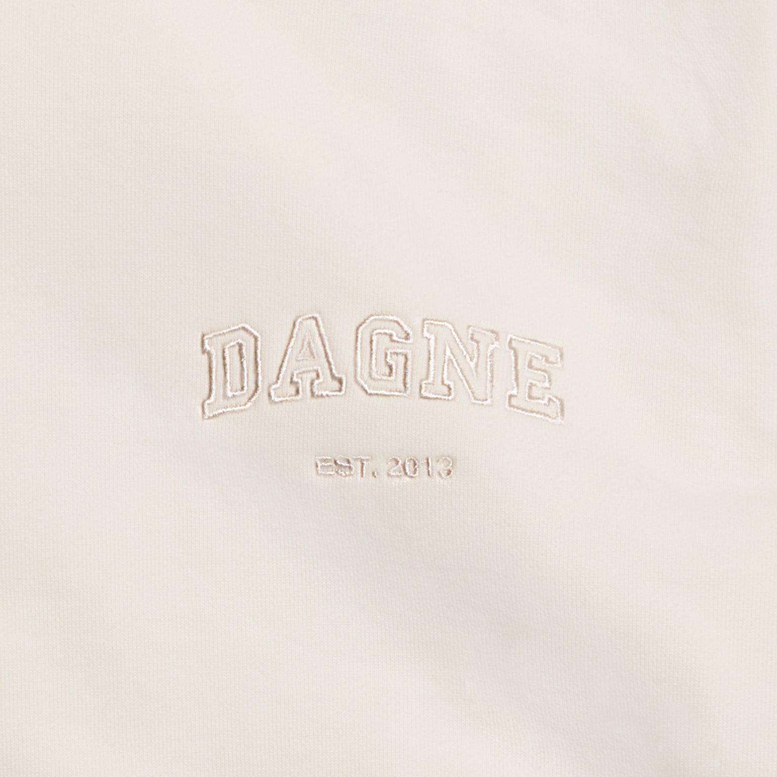 Dagne Dover Sweatpants logo closeup in moonbeam.
