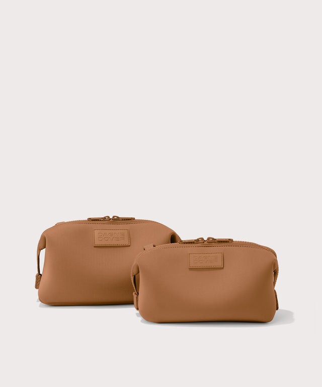 Hunter  Large and Small toiletry bag in a saturated, warm medium-brown with burnt orange undertones
