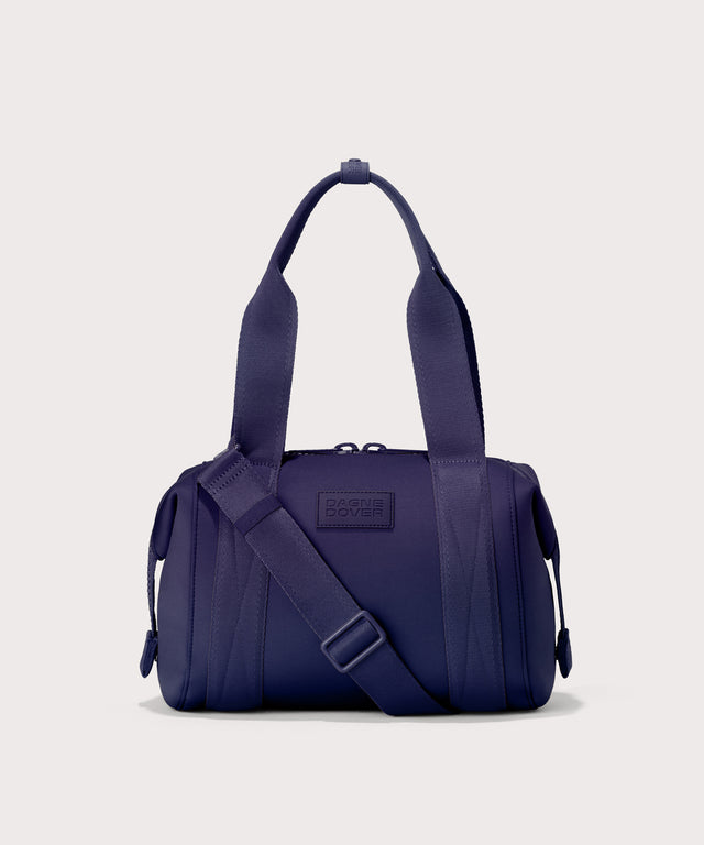 Small Landon Carryall in a jewel-toned, deep blue with strong purple undertones
