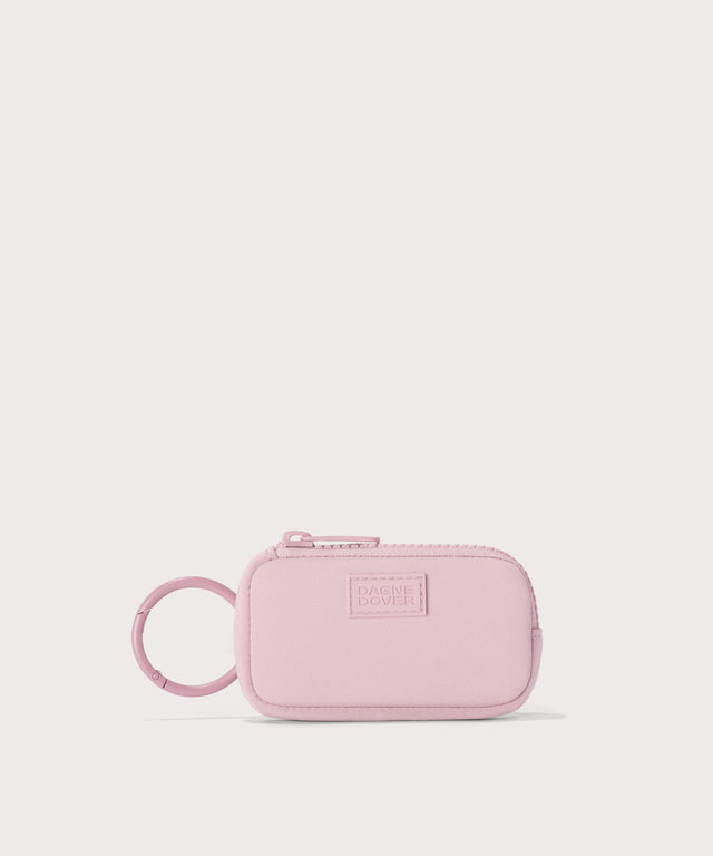 Mara Keychain in a cool, powdery pink with soft grey undertones.. 
