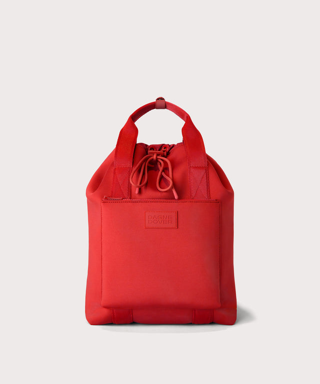 Dagne Dover Rhys Backpack in a fiery, saturated red leaning toward orange.