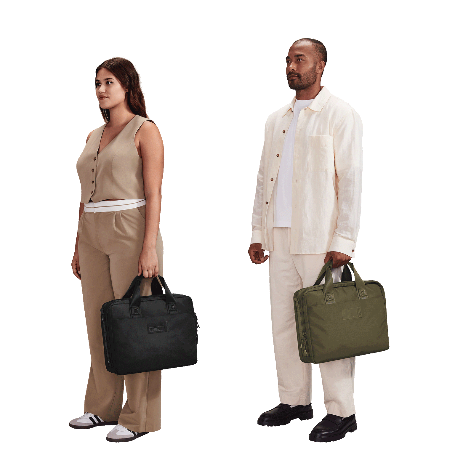 Model Left: Luma is 5’10”, Model Right: Theon is 6’0”