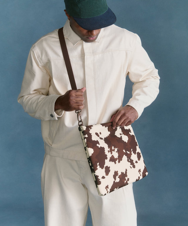 Reid Computer Sling in Cow Print, 16-inch