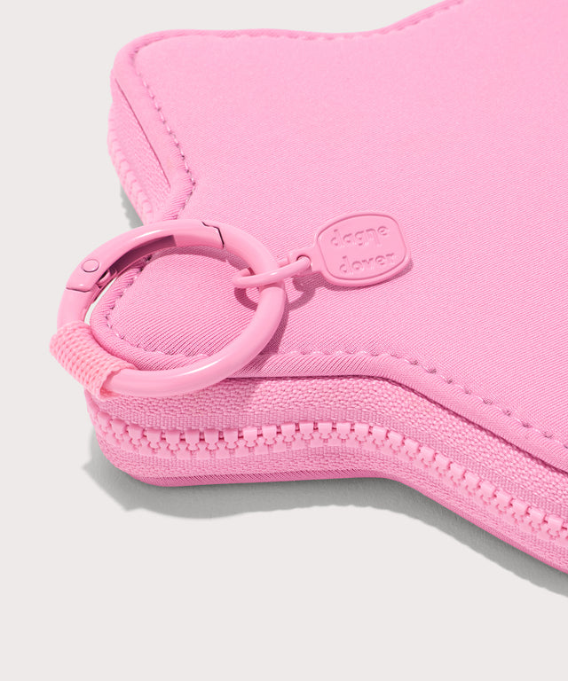Dagne Dover Star Keychain in a true bubble gum pink showcasing the key clip and charm.