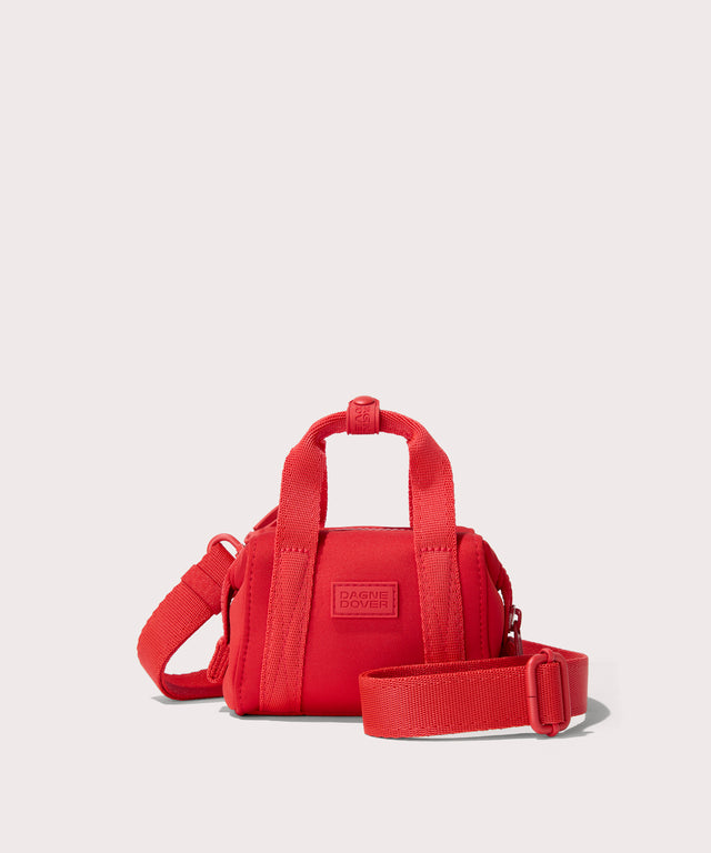 Dagne Dover Micro Landon Crossbody in a fiery, saturated red leaning toward orange.