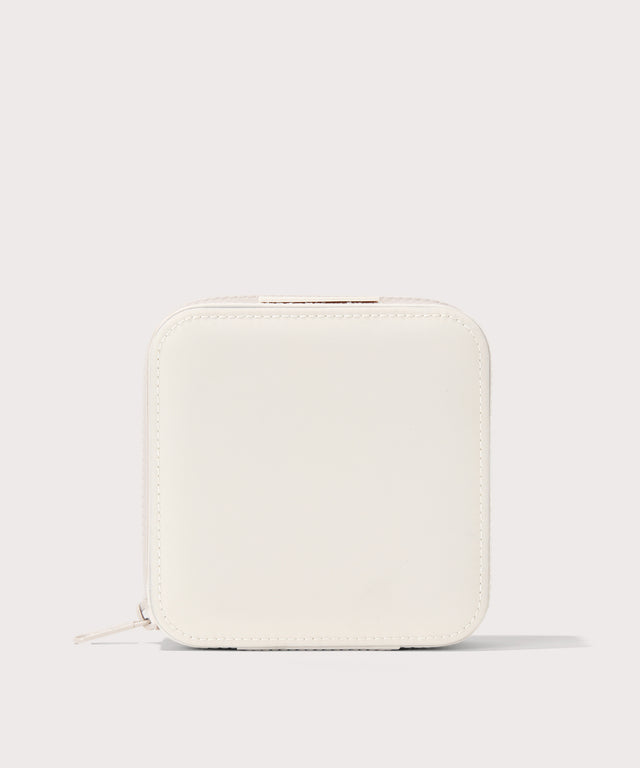 Dagne Dover Large Frankie Jewelry Case in white.

