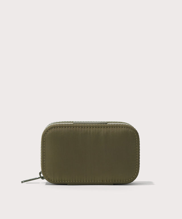 Dagne Dover small Frankie Jewelry Case in dark green.

