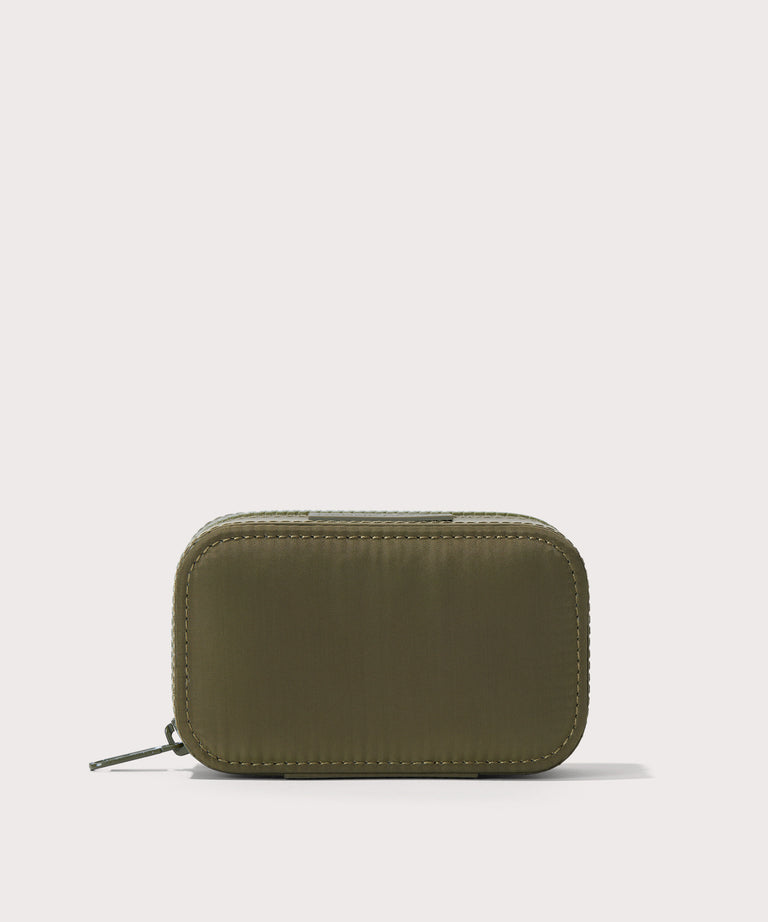 Dagne Dover small Frankie Jewelry Case in dark green.
