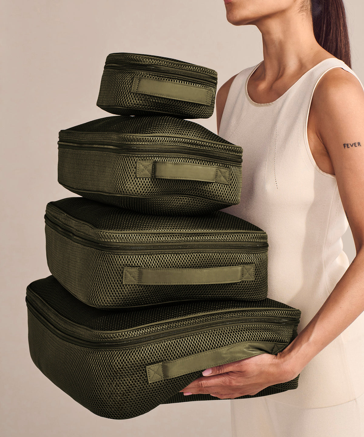 Roma Packing Cube in Dark Moss Air Mesh, Extra Large