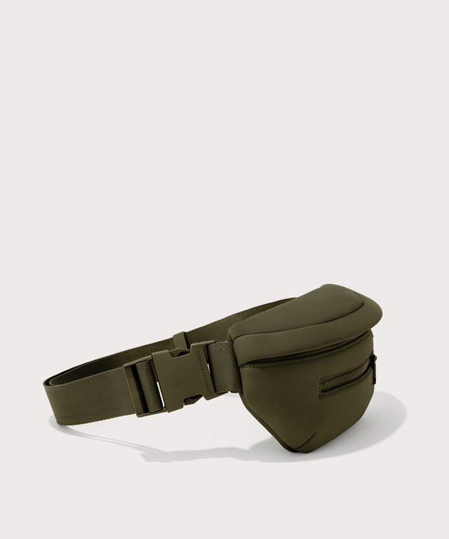Dagne Dover Ace Fanny Pack in  dark green  seen from the side
