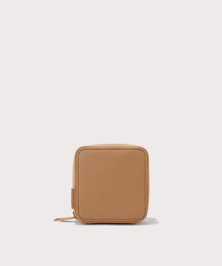 Dagne Dover small Arlo Tech Organizer in camel.