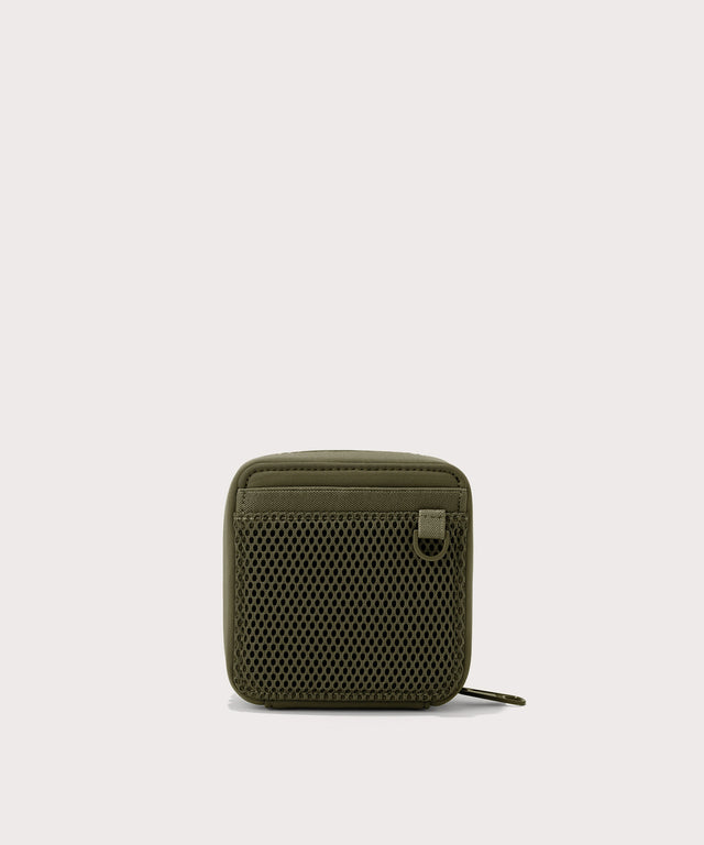 Dagne Dover small Arlo Tech Organizer in dark green seen from the back.