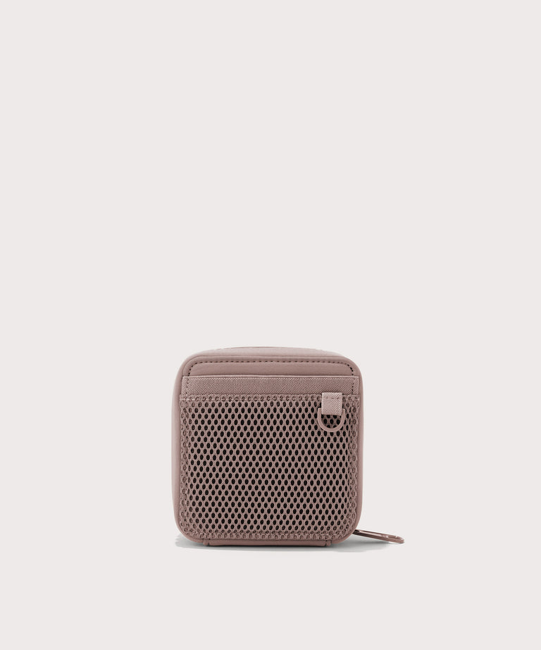 Dagne Dover small Arlo Tech Organizer in pink seen from the back.