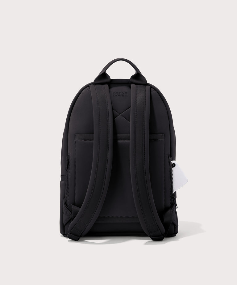 Dagne Dover medium Dakota Neoprene Backpack in onyx seen from the back.
