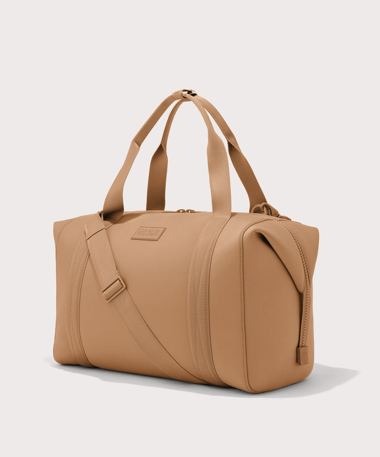 Extra large Landon Carryall in camel brown, side view
