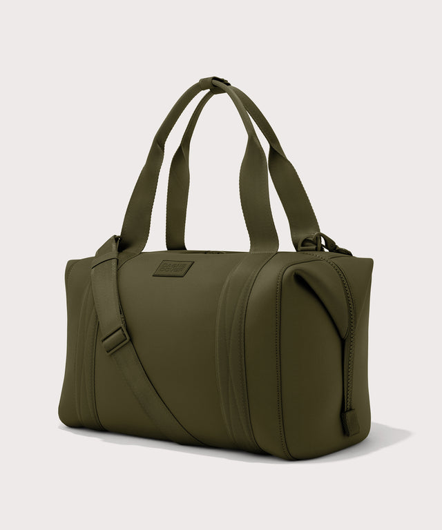 Large Landon Carryall in dark green, angle view
