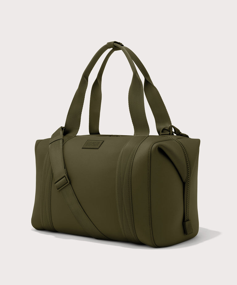 Large Landon Carryall in dark green, angle view
