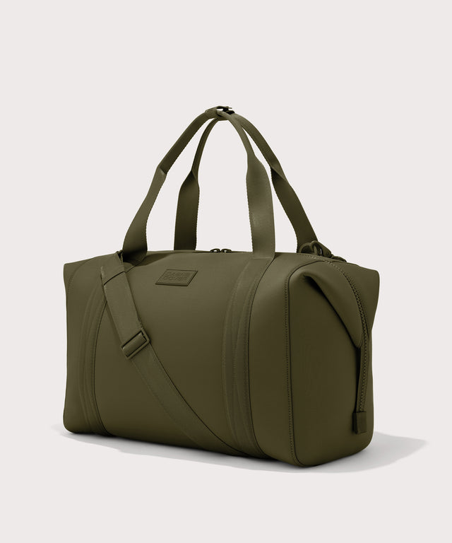 extra large Landon Carryall in dark green, side view
