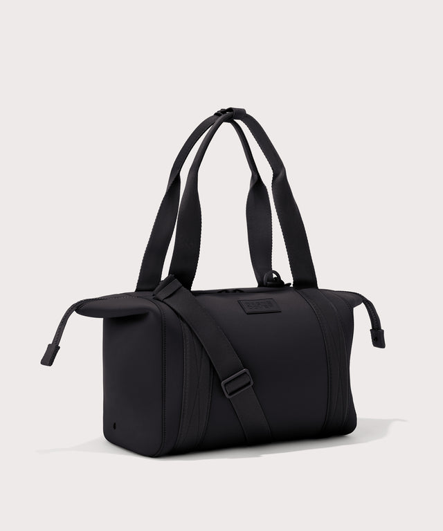 Large Landon Carryall in black with zippers unbuckled
