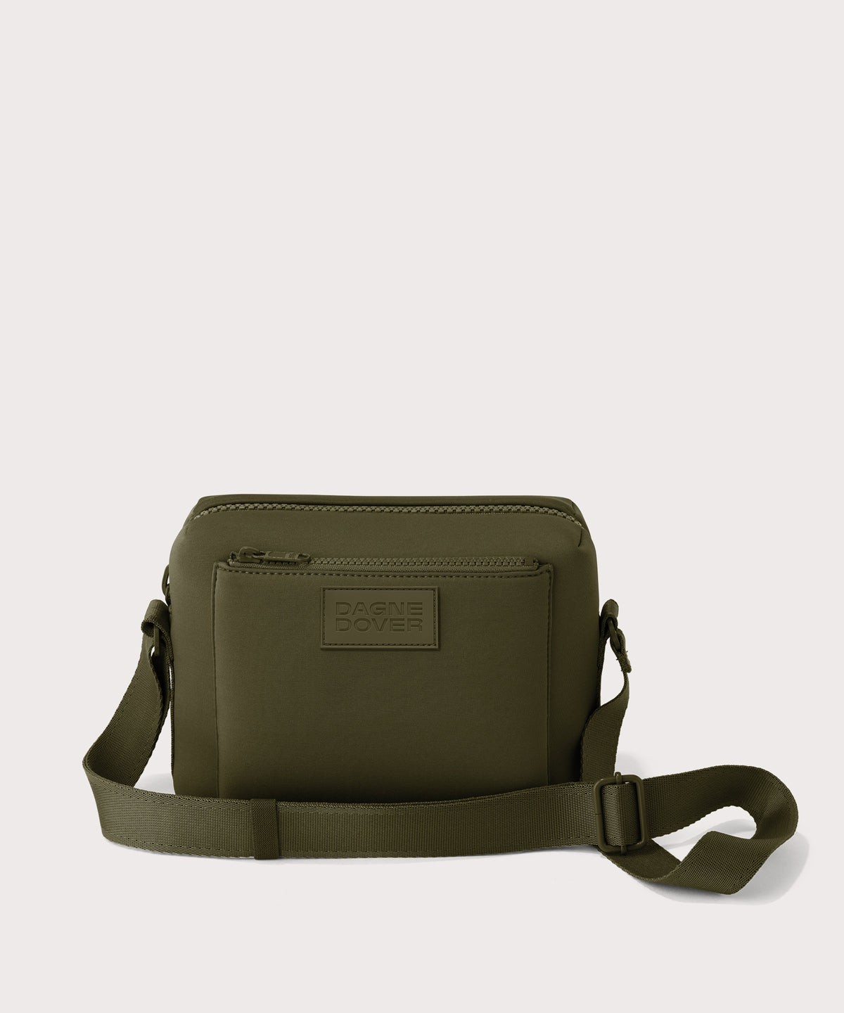 Dagne Dover Micah Crossbody in dark green seen without the adjustable shoulder strap.
