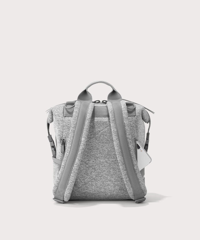Dagne Dover small Indi Diaper Backpack in grey seen from the back.
