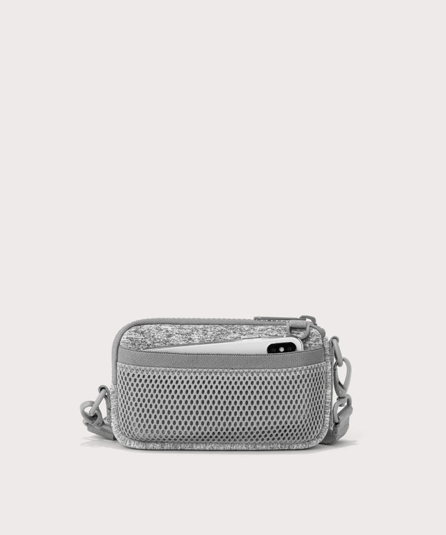 Dagne Dover Mara Phone Sling in grey showing the exterior air mesh slip.
