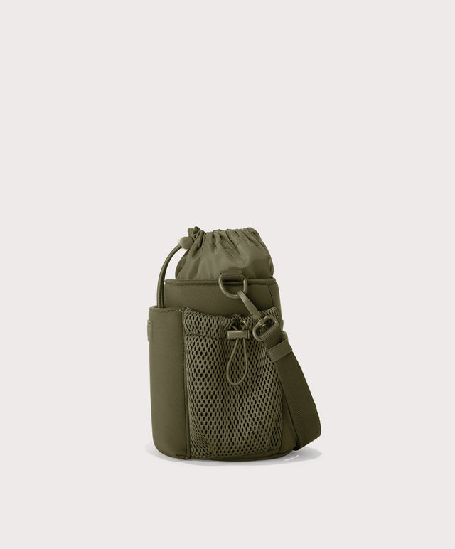 Dagne Dover Sloan Water Bottle Sling in dark green seen from the side.

