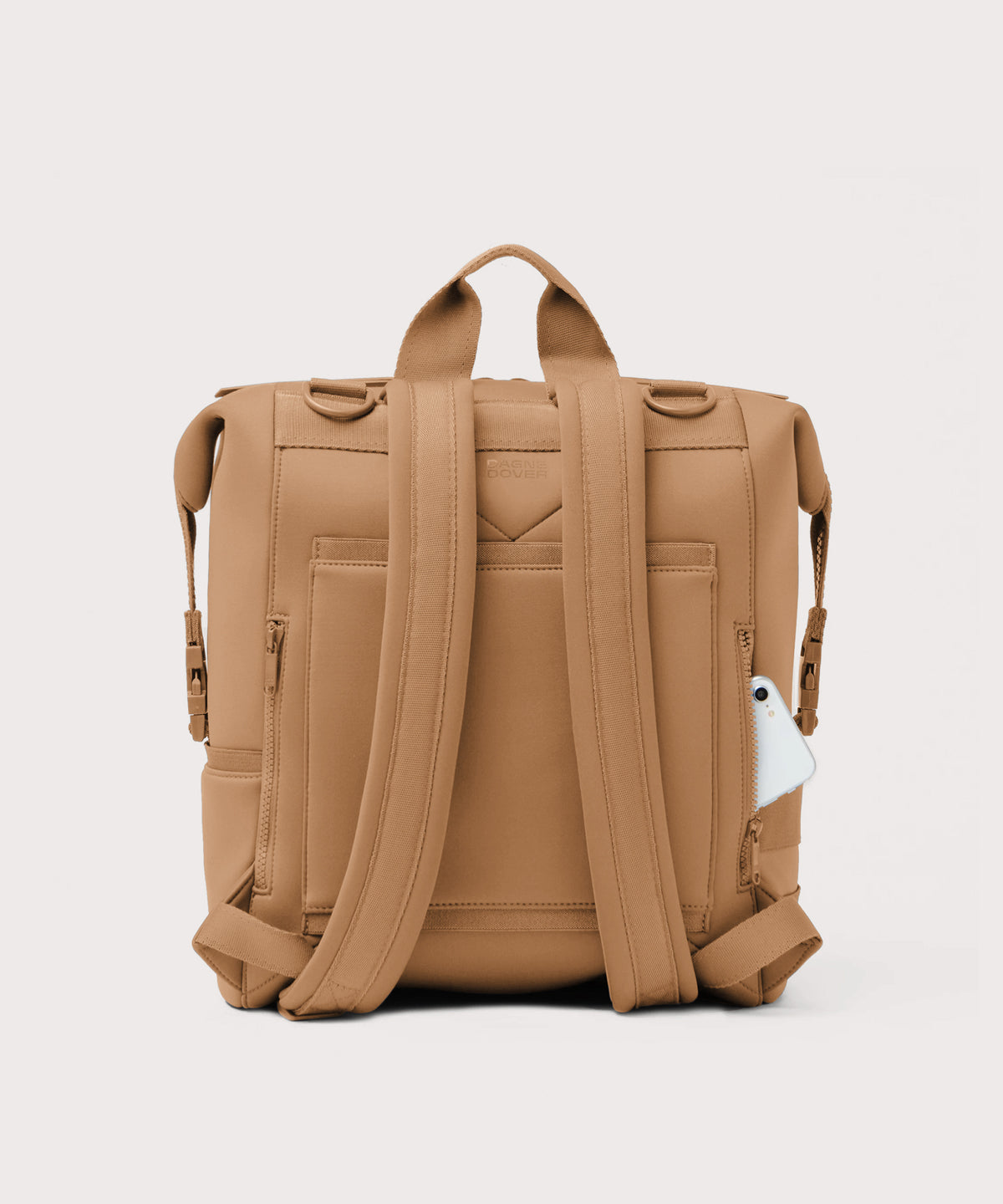 Dagne Dover Large Indi Diaper Backpack in camel brown seen from the back
