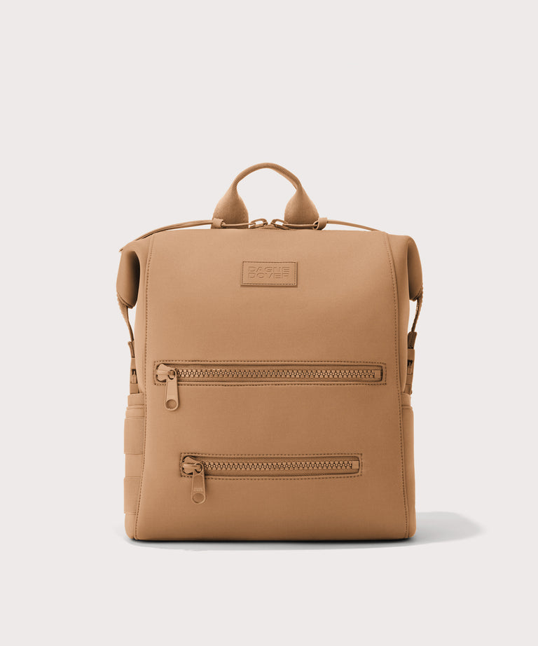 Dagne Dover Medium Indi Diaper Backpack in camel brown.