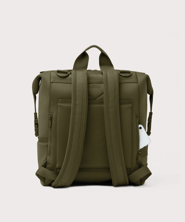 Dagne Dover Large Indi Diaper Backpack in dark moss seen from the back

