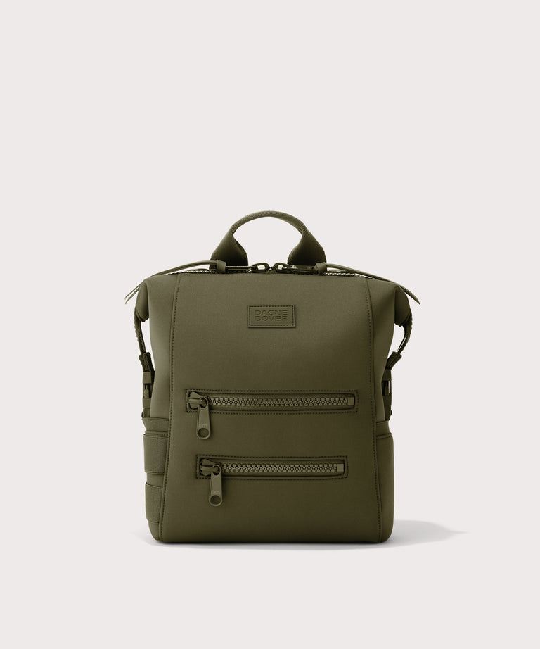 Dagne Dover small Indi Diaper Backpack in dark moss.