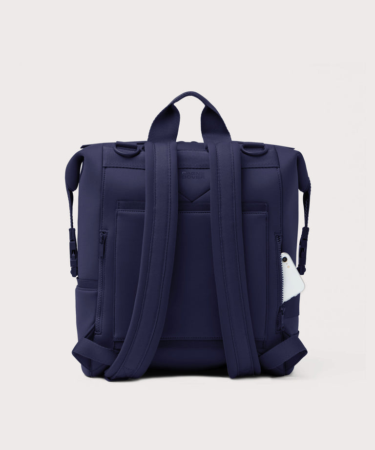Dagne Dover Large Indi Diaper Backpack in dark blue seen from the back
