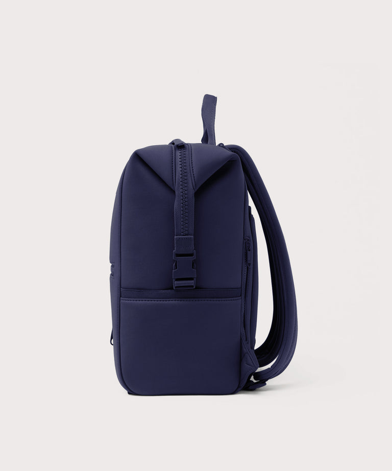 Dagne Dover Large Indi Diaper Backpack in dark blue seen from the side.

