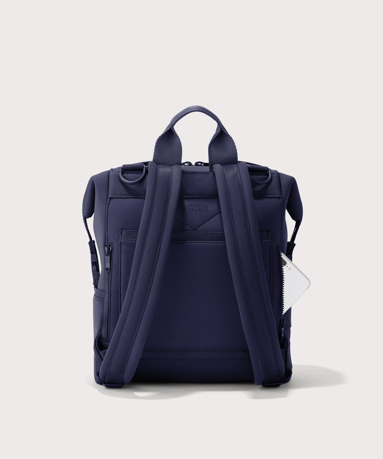 Dagne Dover medium Indi Diaper Backpack in dark blue seen from the back
