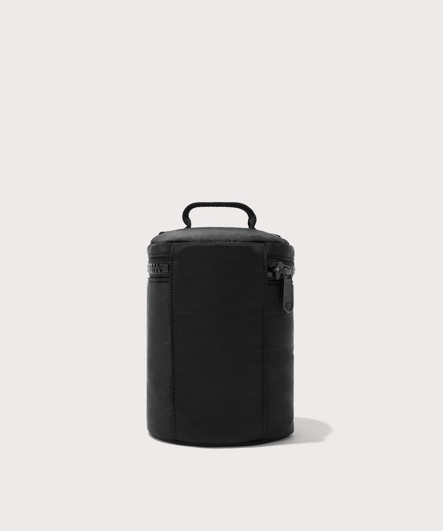 Dagne Dover large Mila Toiletry Pouch in black seen from the back.
