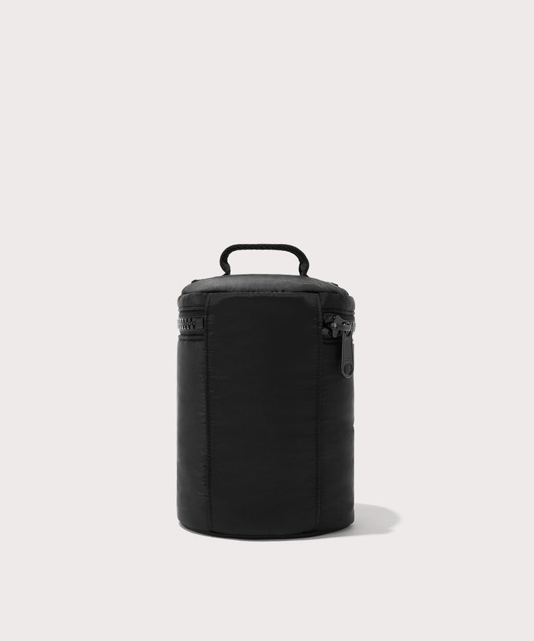 Dagne Dover large Mila Toiletry Pouch in black seen from the back.
