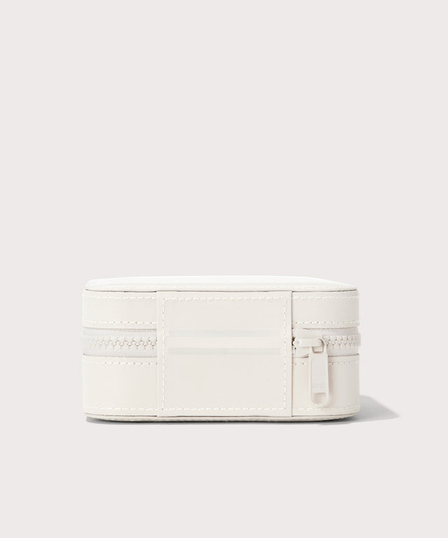 Dagne Dover Large Frankie Jewelry Case in white seen from the back.
