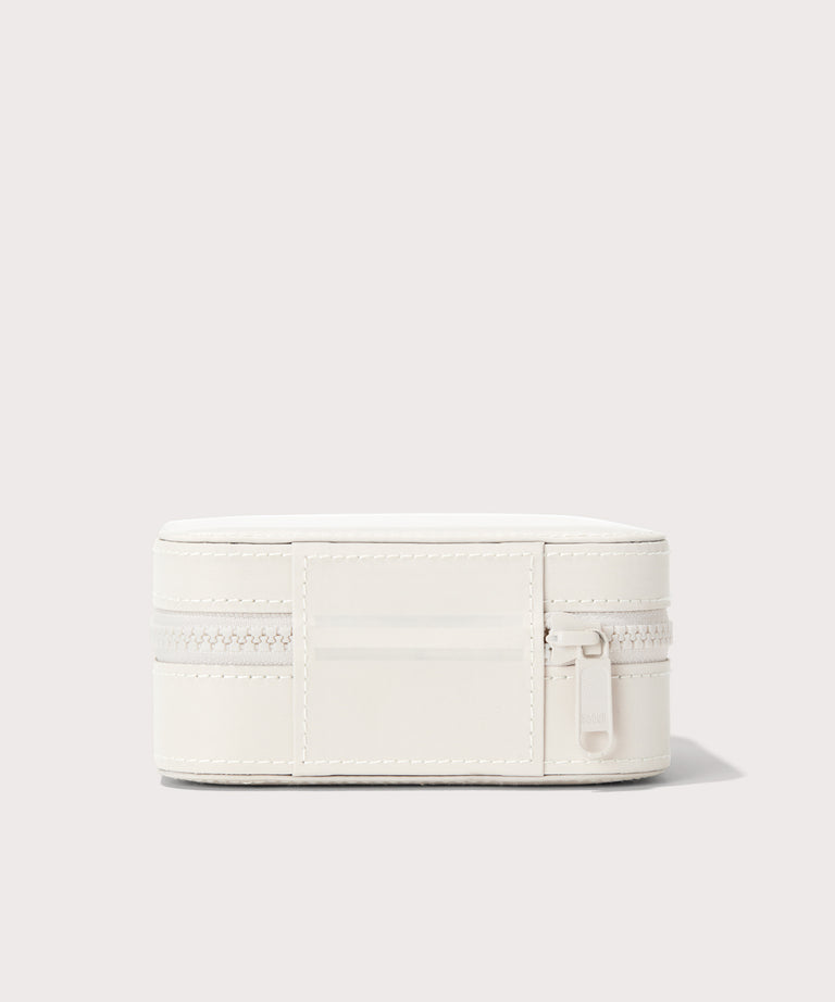 Dagne Dover Large Frankie Jewelry Case in white seen from the back.
