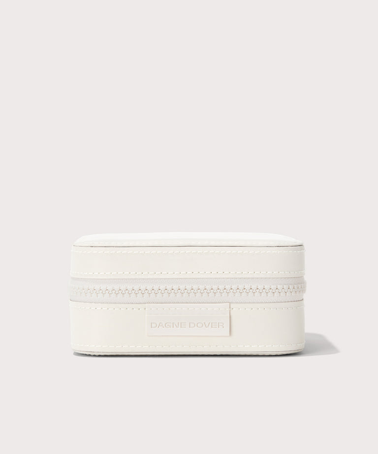 Dagne Dover Large Frankie Jewelry Case in white.

