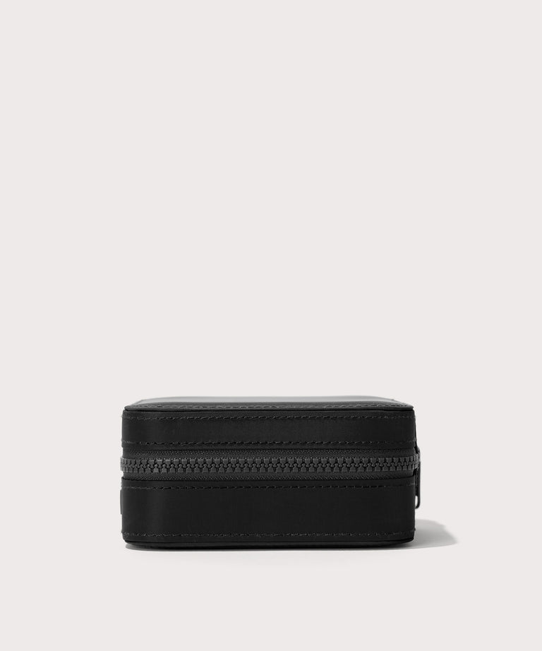 Dagne Dover Large Frankie Jewelry Case in black seen from a side.
