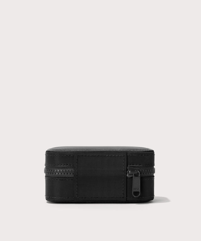 Dagne Dover small Frankie Jewelry Case in black seen from the back.
