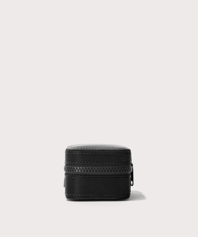 Dagne Dover small Frankie Jewelry Case in black seen from the side.
