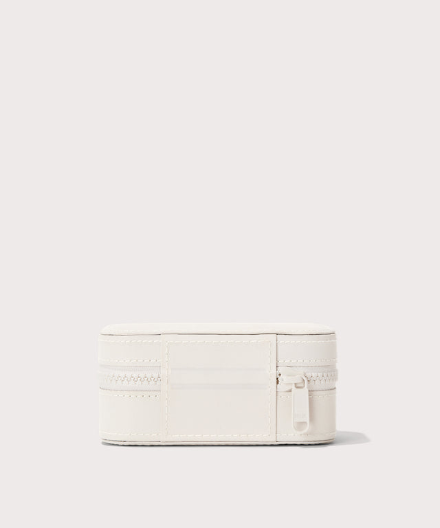Dagne Dover small Frankie Jewelry Case in white seen from the back.
