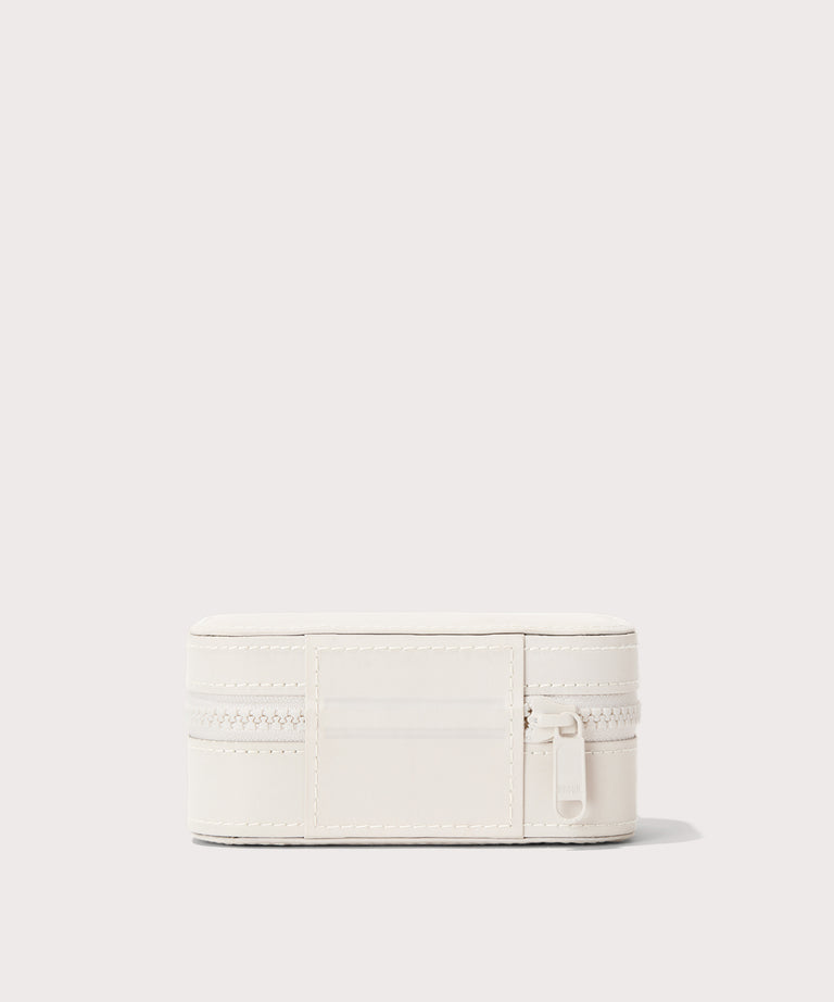 Dagne Dover small Frankie Jewelry Case in white seen from the back.
