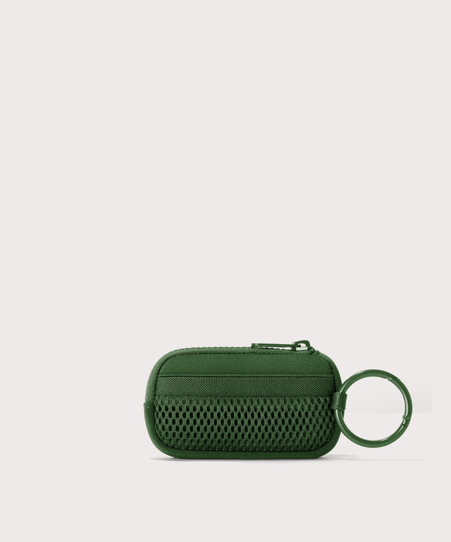 Dagne Dover Mara Keychain in a rich, classic forest green seen from the back.
