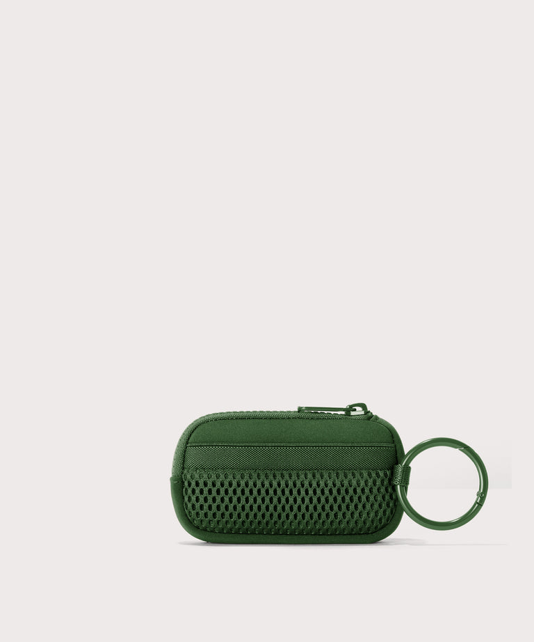 Dagne Dover Mara Keychain in a rich, classic forest green seen from the back.
