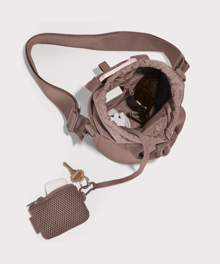 Dagne Dover Nico Bucket Bag in pink, topdown.