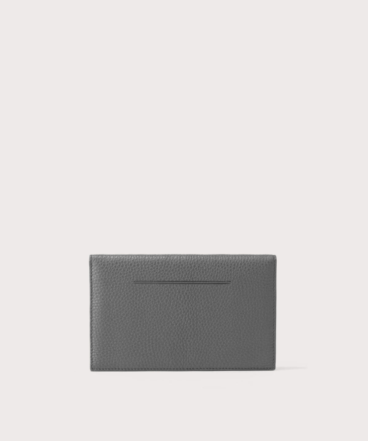 Dagne Dover Accordion Travel Wallet in grey, revealing the external card slot.
