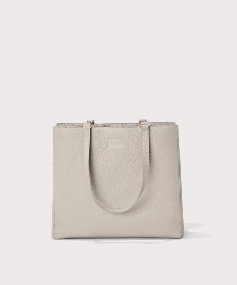 Dagne Dover large Allyn Tote in grey seen from the front.
